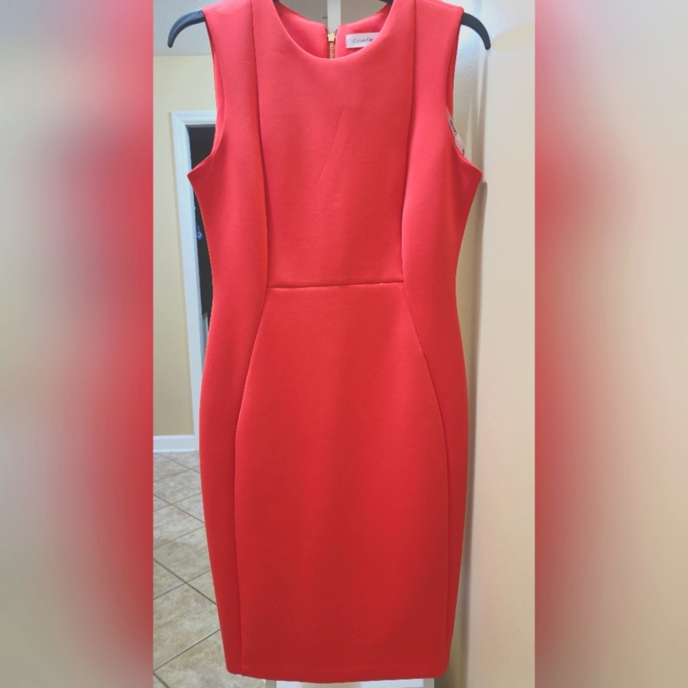 Calvin Klein Sleeveless Sheath Dress Crew Neck